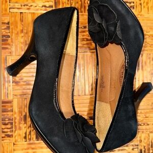Sofft Black Heels with Floral Detail